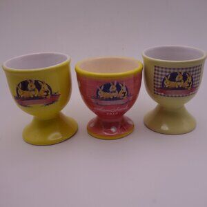 Set of Three(3) Laura Secord Bunny Rabbit Ceramic Egg Holders